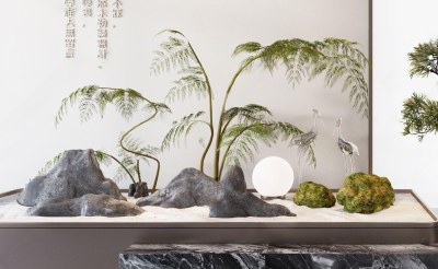 新中式绿植造景3D模型下载